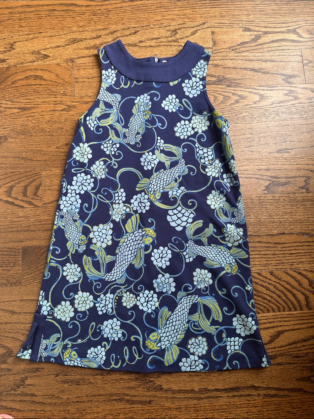 Lilly Pulitzer Navy Blue & Light Yellow Girls' Koi Print Casual Dress